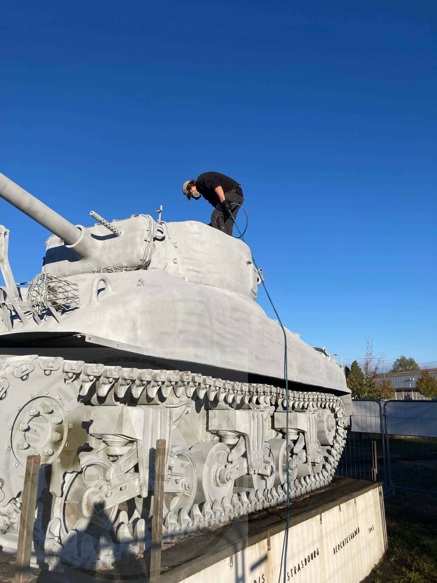 Tourelle du Sherman avec sous-couche grise